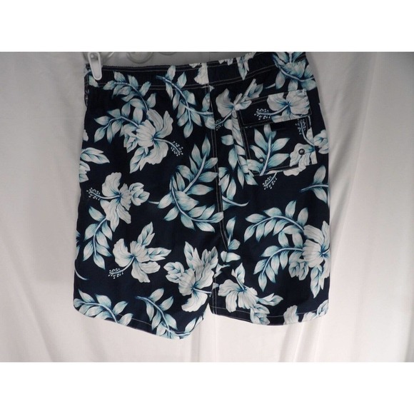 Merona Men's Blue White Floral Pull On Drawstring Board Shorts Size Large - Picture 2 of 6